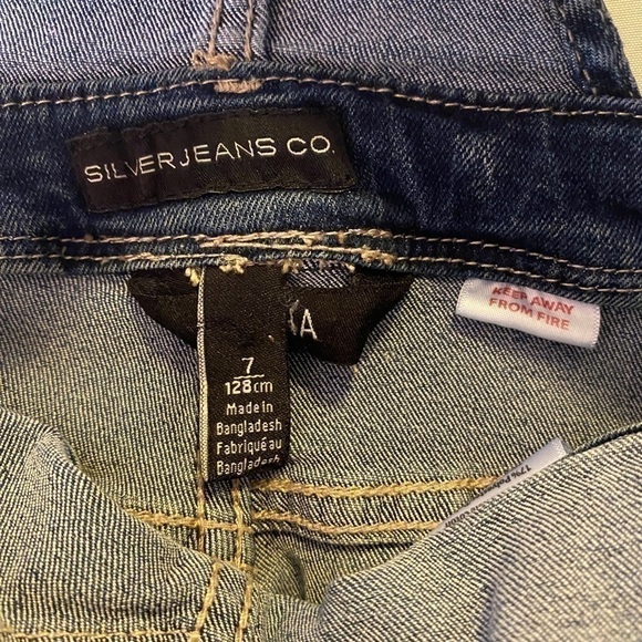 Silver Jeans Co.  Nisha Denim Overalls Med Wash Girls 7 - Picture 3 of 11